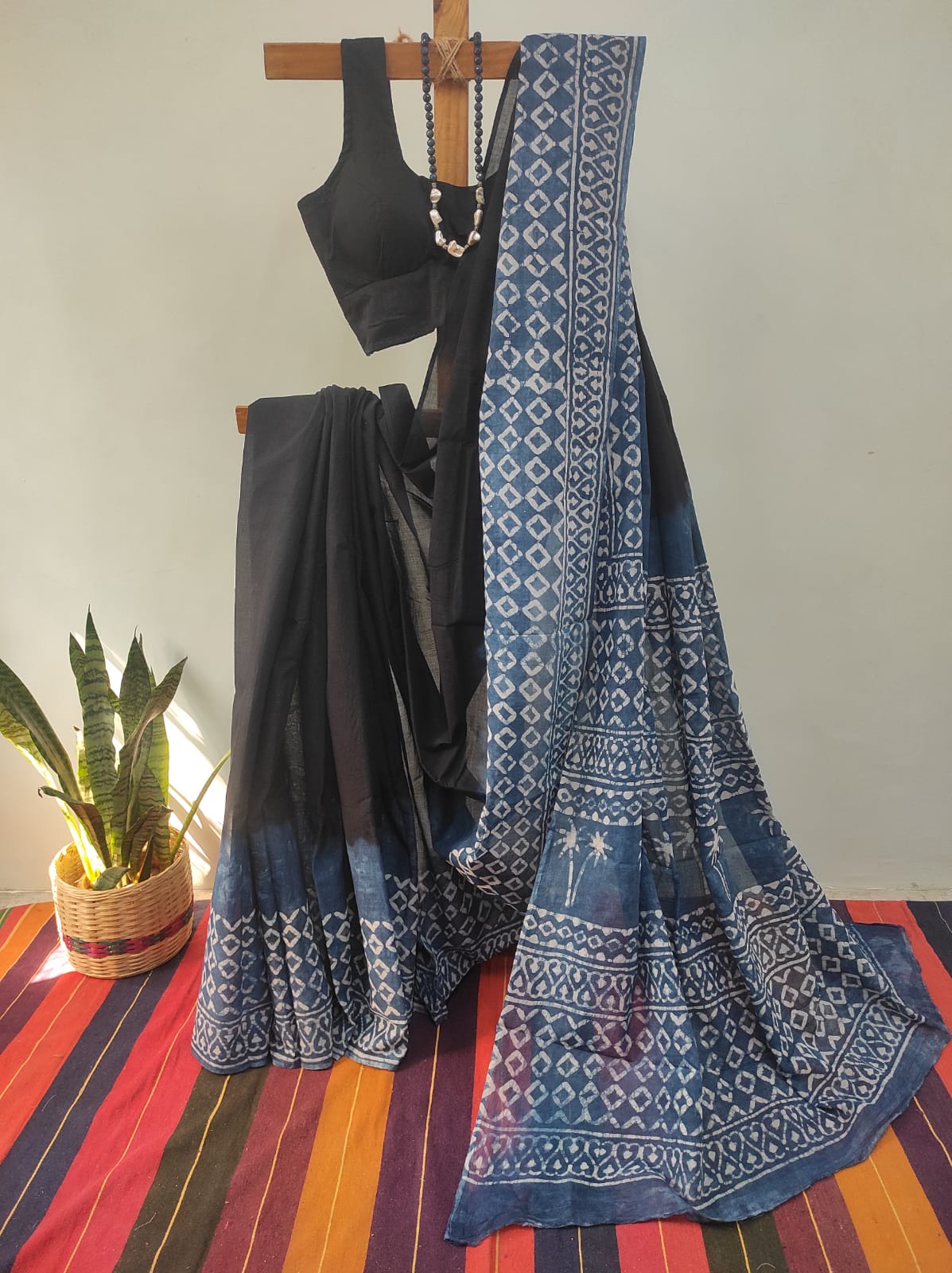 Hand block print saree
