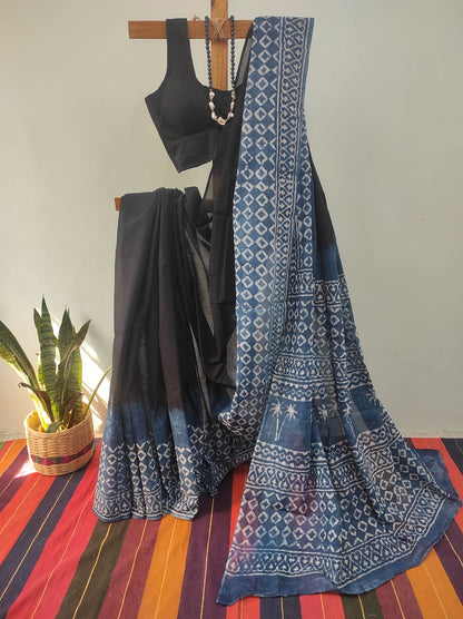 Hand block print saree