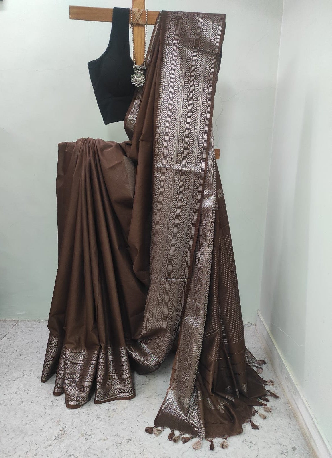 Cotton silk jari border saree