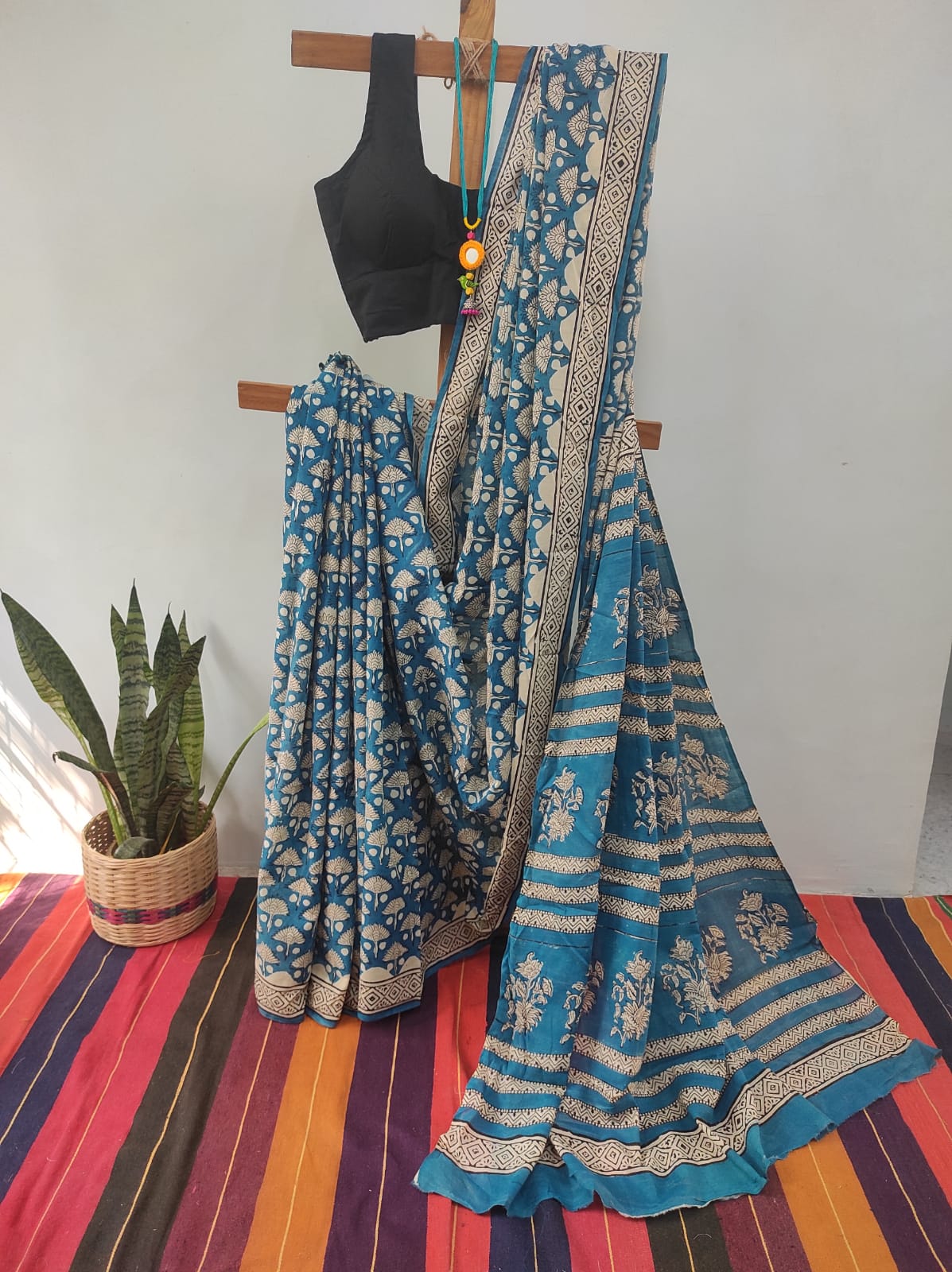 Hand block print saree