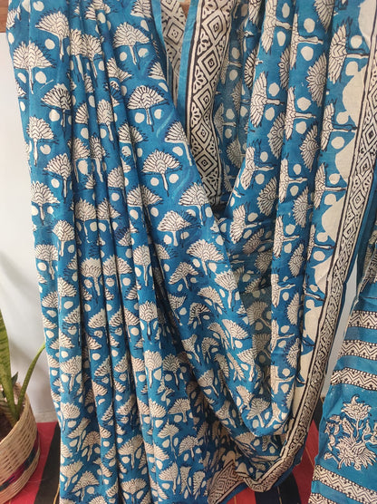 Hand block print saree