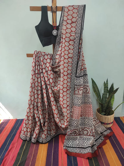 Hand block print saree
