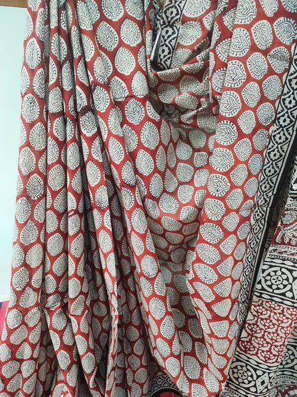 Hand block print saree