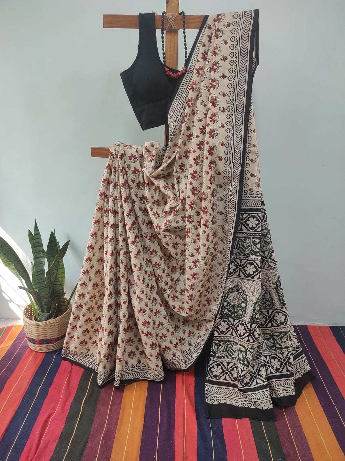 Hand block print saree