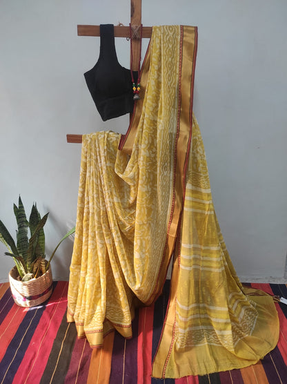 Hand block print saree
