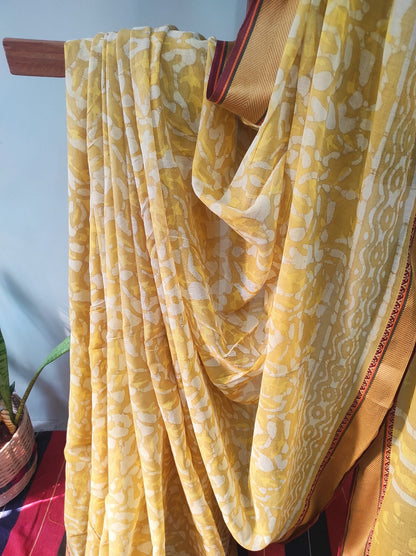 Hand block print saree