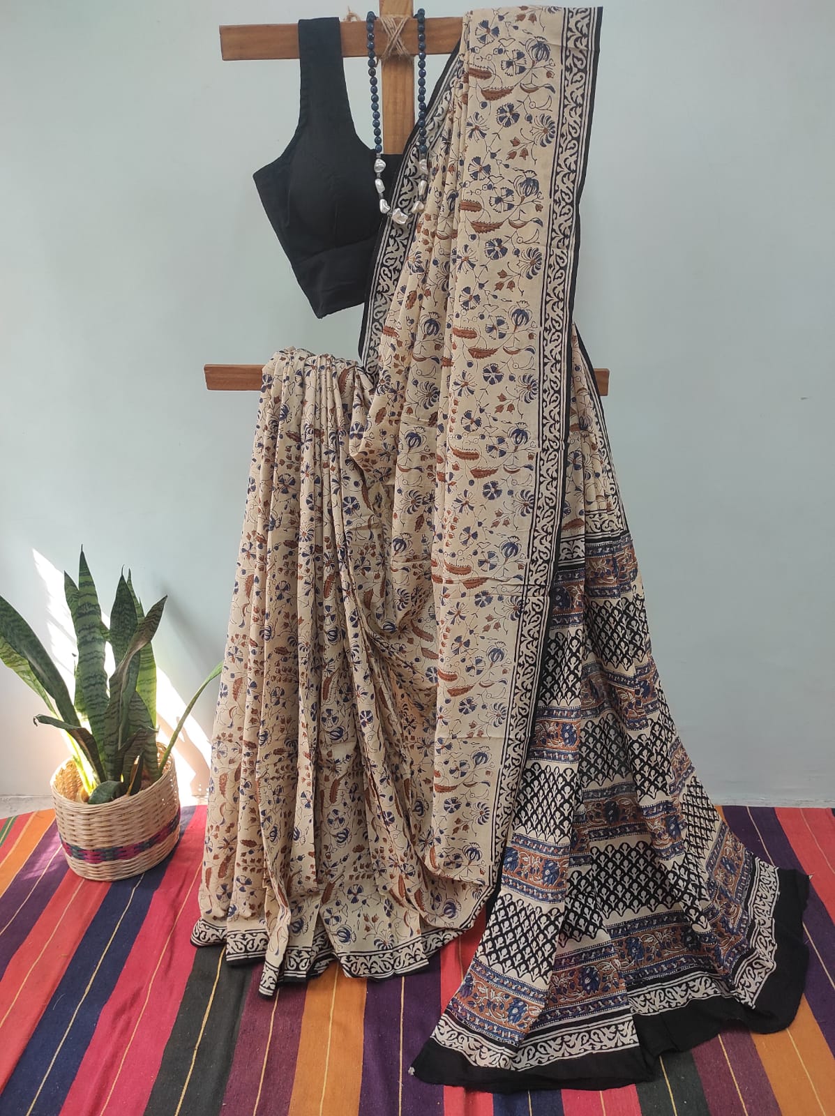 Hand block print saree
