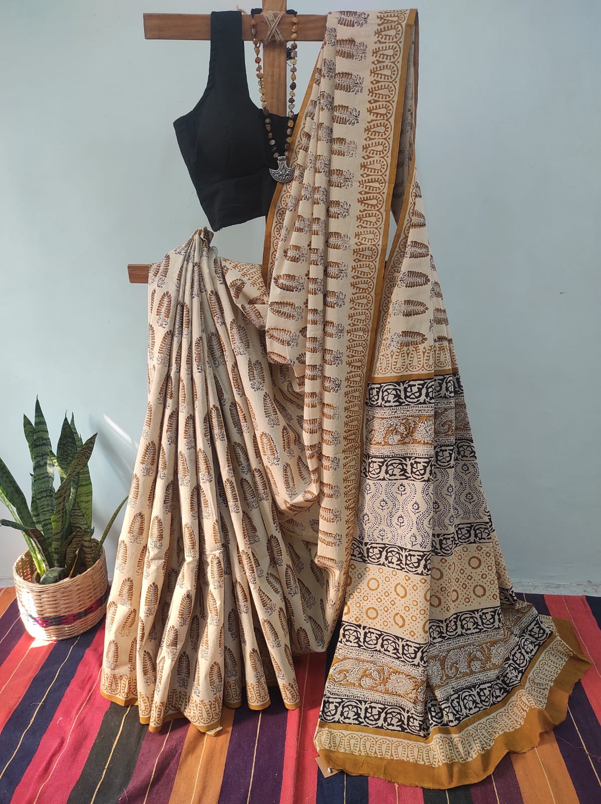 Hand block print saree
