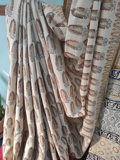 Hand block print saree