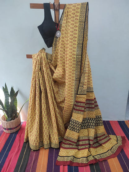 Hand block print saree