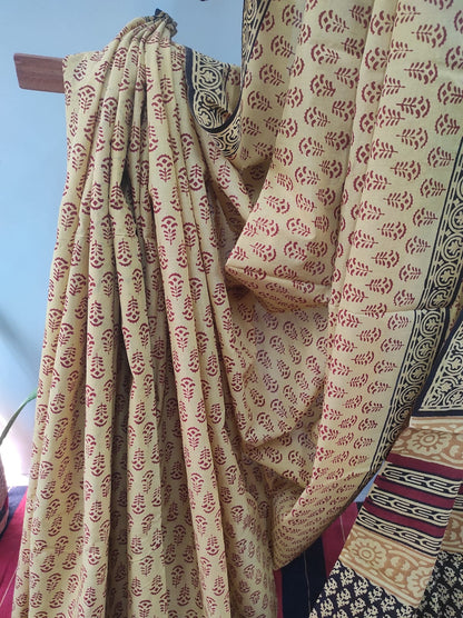 Hand block print saree
