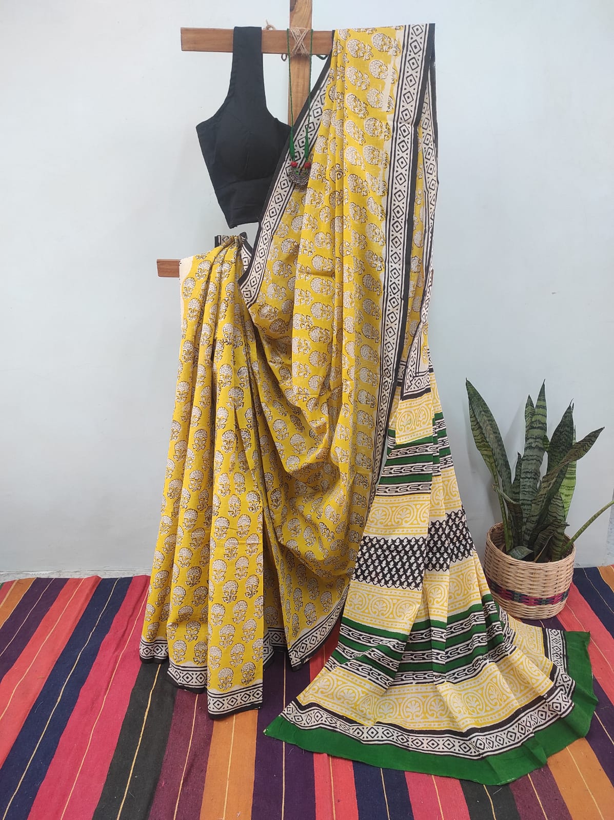Hand block print saree